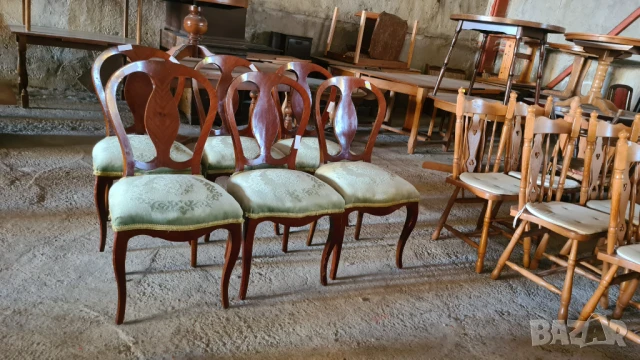 Ретро столове с плюшена дамаска внос от Европа, снимка 4 - Столове - 50699638