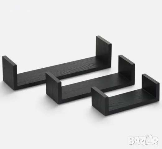 Стенни рафтове от MDF, черен дъб – 3 бр.