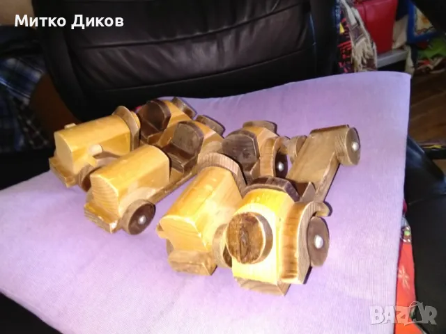 Дървена кола винтидж за украса 195х65мм и Н-73мм-4 броя, снимка 6 - Колекции - 47358161