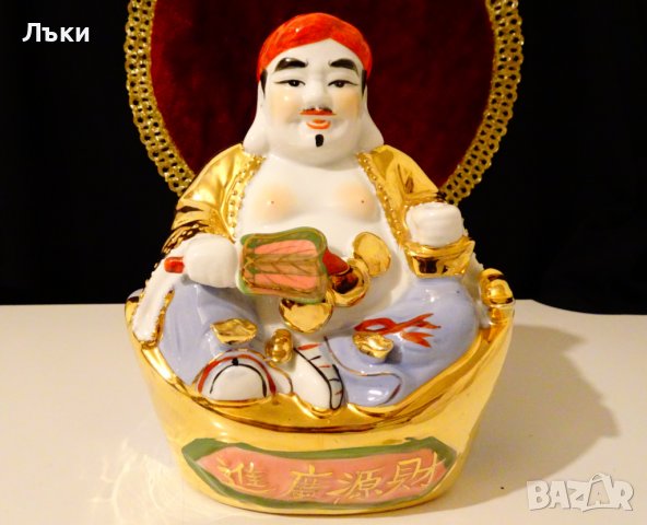 Китайска порцеланова фигура Буда,злато,фън-шуй. , снимка 10 - Статуетки - 38492158