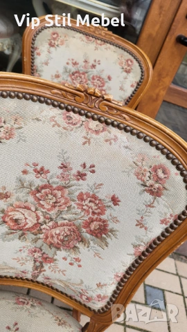 Италиански столове с гобленова дамаска , снимка 6 - Столове - 53300220