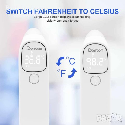 Berrcom термометър за чело и уши за възрастни и деца, цифров инфрачервен,Безконтактен,LED дисплей, снимка 5 - Други - 42920175