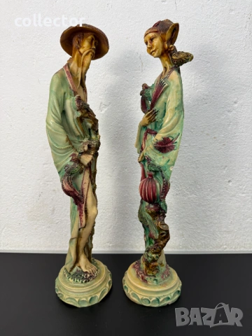 Чифт големи японски фигури на мъж и жена. №8043, снимка 4 - Антикварни и старинни предмети - 54013241