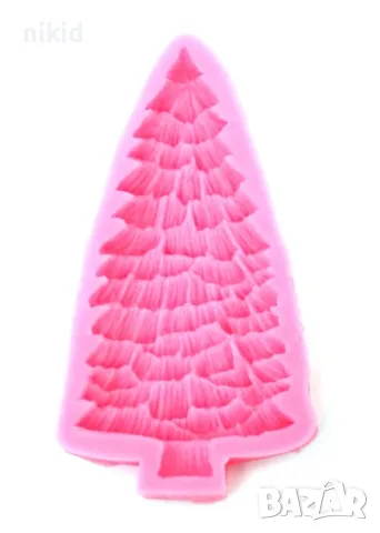 Издължена елха дърво силиконов молд форма фондан шоколад декор украса, снимка 2 - Форми - 47380865