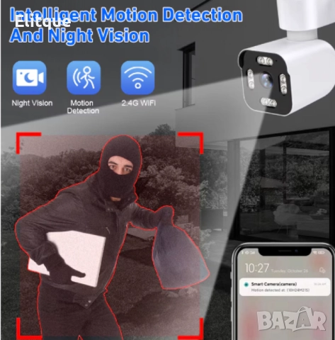 IP камера, Autodiag, 3MP, нощно виждане, двупосочно аудио, 360° въртене, аларма при движение, водоус, снимка 3 - Други - 52832142