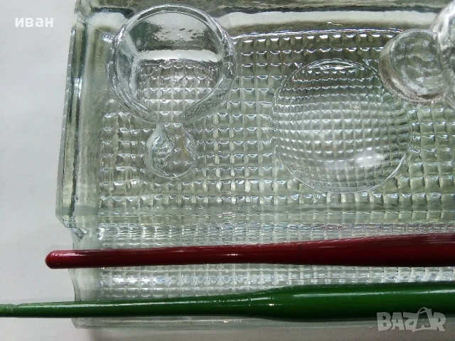 Стара стъклена мастилница + две писалки, снимка 4 - Антикварни и старинни предмети - 50486607