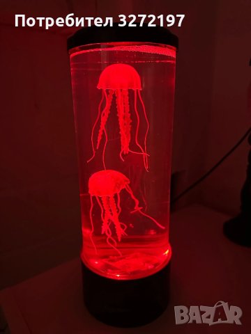 LED нощна лампа - аквариум с две синтетични медузи,пет цвята, снимка 9 - Настолни лампи - 42499543