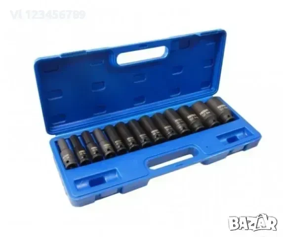 Вложки 13бр 1/2 Ударни 10-32 Дълбоки в PVC Куфар FORCEKRAFT