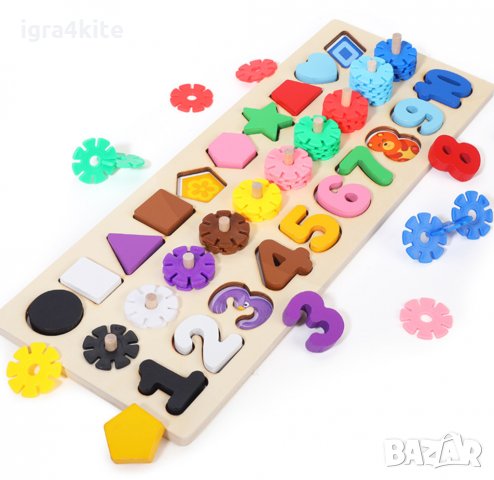3в1 нов модел дървена игра със снежинки числа и фигури