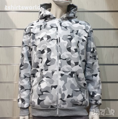 Нов мъжки камуфлажен суичър с цип и качулка, снимка 7 - Суичъри - 35565161