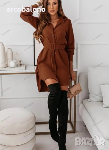 Елегантна дамска ежедневна рокля (риза), 3цвята , снимка 12 - Рокли - 42079548