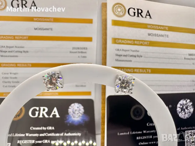 Сребърни обеци с мойсанит (Диамант) 1 карат, снимка 3 - Обеци - 50097973