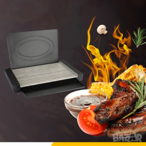 Скара с капак Rosberg R51015M, 1800W, 12 тръбни ребра, плот за готвене 35x22 см, тавичка за мазнина, снимка 4 - Друга електроника - 52137527