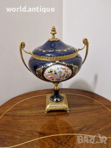 Уникална антикварна френска порцеланова купа Limoges, снимка 2 - Антикварни и старинни предмети - 53063115