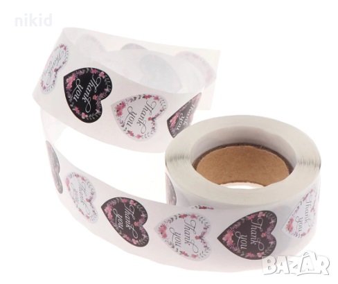 100 бр Thank You сърце сърца малки самозалепващи лепенки стикери за ръчна изработка за подарък, снимка 5 - Други - 30837645