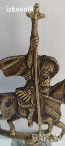 Много стар връх на хоругва – Свети Георги или Свети Димитър, снимка 2 - Антикварни и старинни предмети - 52616511