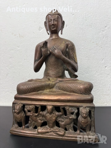 Азиатска бронзова скулптура Буда №7811, снимка 3 - Антикварни и старинни предмети - 53032218