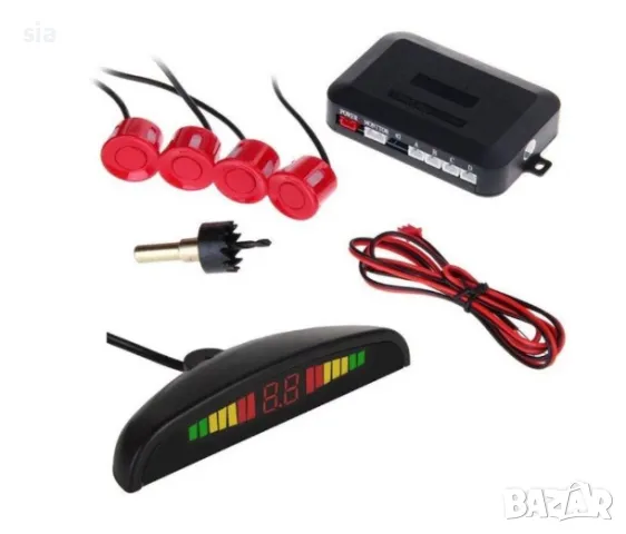 Парктроник за кола с червени датчици и дисплей, червен сензор, 4бр, снимка 2 - Аксесоари и консумативи - 29845436
