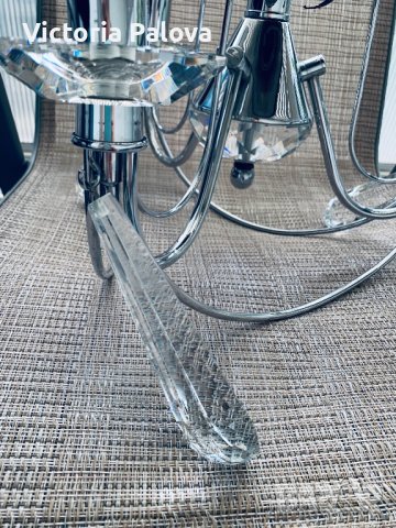 Красив кристален полилей и две лампи за стена-комплект, снимка 5 - Полилеи - 37700086