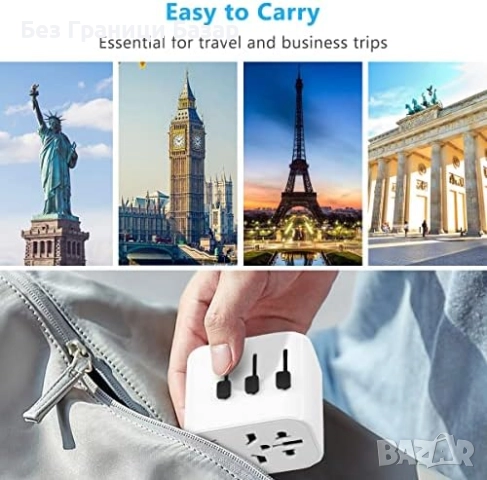 Нов Универсален адаптер за пътуване с USB и Type-C – UK EU US AU, снимка 7 - Друга електроника - 51577852