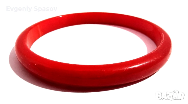 Ретро Гривна Фатуран Истински Бакелит от 1950те Червен Черешов цвят шарка при осветяване, снимка 7 - Гривни - 51949533