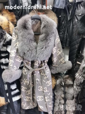 Дамско луксозно палто кашмир вълна и лисица код 148, снимка 1 - Палта, манта - 35166362