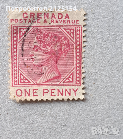 Пощенска марка, о-в Гренада 1887г.-куриоз. 