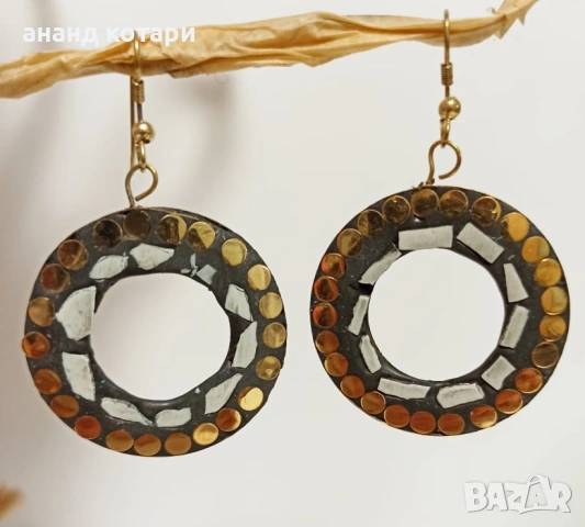 обеци Бохем - Тибет - тюркоаз, корал, седеф 1-6, снимка 6 - Обеци - 53226352