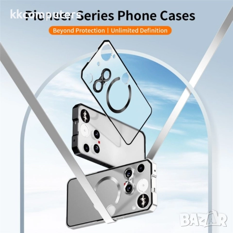 Магнитен калъф за Nothing Phone (3) 5G- матов полупрозрачен PC гърб, метален рамка, Magsafe, Вкл. Пр, снимка 5 - Калъфи, кейсове - 52659676