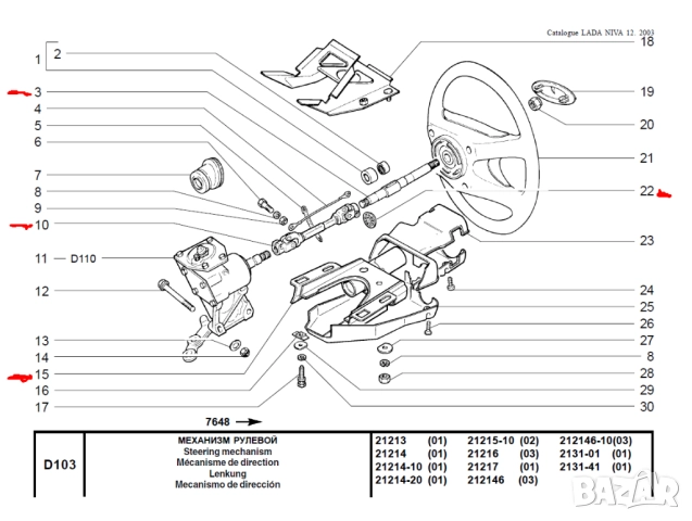 Лада Нива Резервни части за кормилно управление