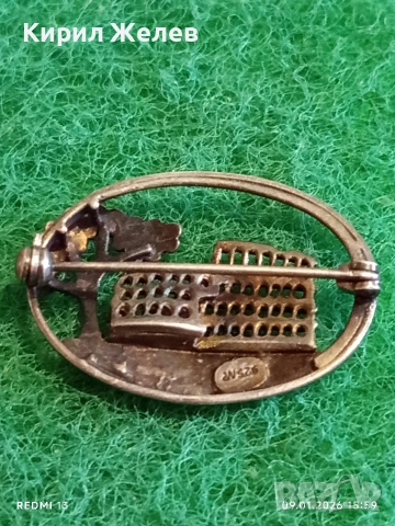 Винтидж сребърна брошка Колизеума Рим ювелирна изработка 52617, снимка 4 - Колиета, медальони, синджири - 53045010