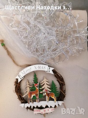 Светеща Коледна украса за прозорец с лампички, снимка 1