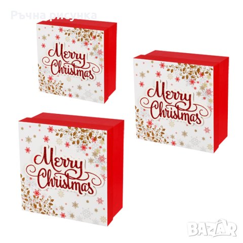 Коледна подаръчна кутия 3 в 1 /квадрат/, снимка 2 - Декорация за дома - 42634919