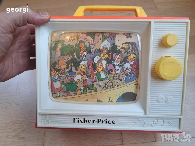 ретро английска детска музикална играчка телевизор Fisher price , снимка 3 - Антикварни и старинни предмети - 52098322
