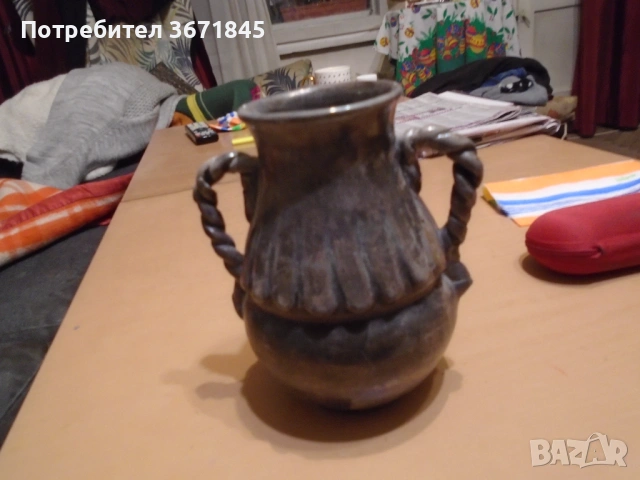 керамичен съд, ваза, подписана, датирана 1955 , снимка 2 - Антикварни и старинни предмети - 53195660