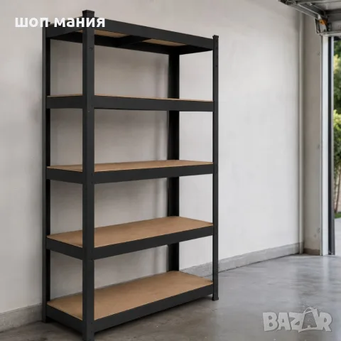 Метален гаражен стелаж HÖGLER – 5 регулируеми рафта, 875 кг товароносимост, 180 × 90 × 30 см