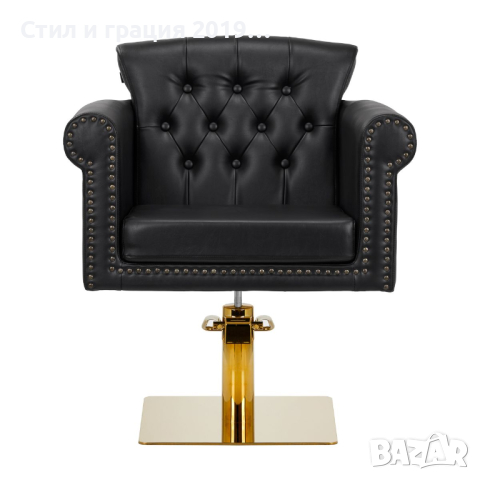 Фризьорски стол Gabbiano Berlin - черно с златиста основа, снимка 3 - Фризьорски столове - 44761690