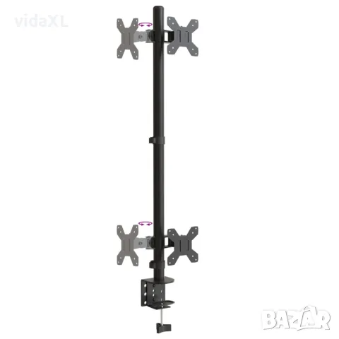 vidaXL Стойка за два монитора черна стомана VESA 75/100 мм, снимка 7 - Стойки, 3D очила, аксесоари - 56147329