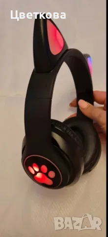Котешки детски слушалки, Безжични, LED цветни светлини , снимка 2 - Безжични слушалки - 50013915