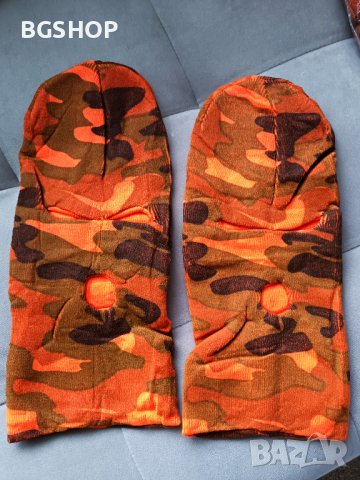 Зимна шапка маска за лице - Оранжев камуфлаж, снимка 3 - Шапки - 39069678