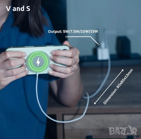 Универсално магнитно зарядно за iPhone X/11/12/13/14/15,16,бяло, снимка 5 - Apple iPhone - 51846824