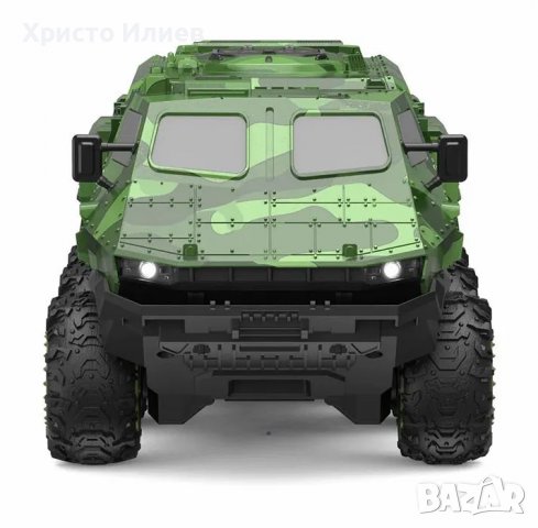 Радиоуправляем Акумулаторен Военен Камион 6WD Off-Road LED 22км/ч с 3 батерии, снимка 2 - Коли, камиони, мотори, писти - 39375169