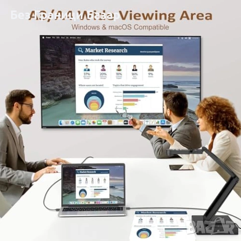 Нов визуализатор Документ камера 12MP 4K A3 уеб камера за Zoom OBS Teams Mac PC, снимка 3 - Друга електроника - 54045177