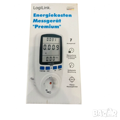 Енергометър LogiLink „Premium“ – измервател на разхода на електроенергия, снимка 2 - Други стоки за дома - 52040646