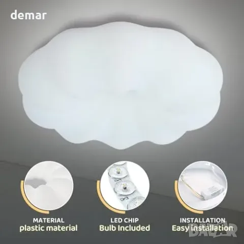 LED плафон цвете и облак 30 W със студена светлина, снимка 6 - Други стоки за дома - 56330050