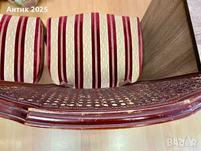 Винтидж стол в стил Луи XV с раттанова облегалка, снимка 5 - Антикварни и старинни предмети - 52746626