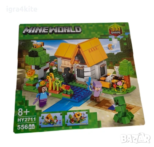 Конструктор 3в1 за изграждане Minecraft World 556 части с LED светлини