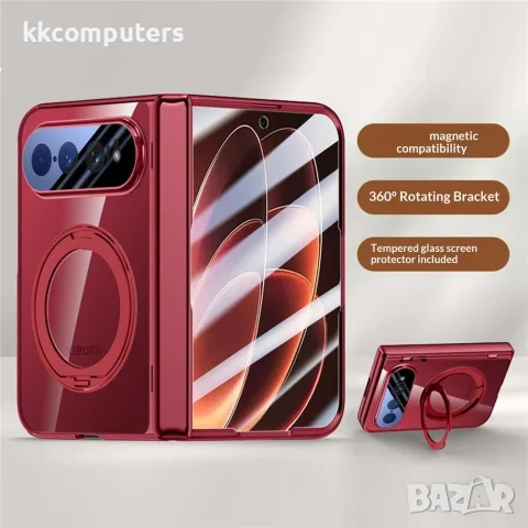 Xiaomi 18 Fold Магнитен Калъф, Стъкло, 360° Стойка – Черен, Червен и Сребрист, снимка 12 - Калъфи, кейсове - 56256485