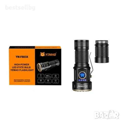 Мощен мини прожектор 3000 лумена USB-C ръчен фенер зареждане за лов риболов къмпинг туризъм палатка, снимка 14 - Къмпинг осветление - 54109876