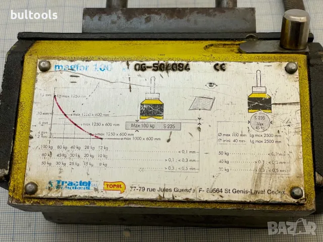 Товароподемен магнит Tractel Magfor-100 , снимка 9 - Други инструменти - 37158308
